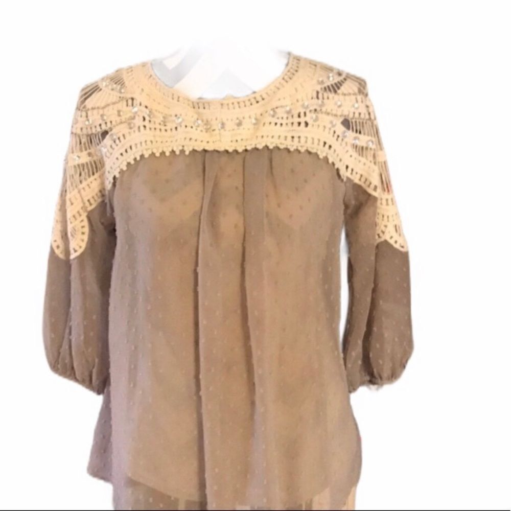 Ryu Small Taupe Top With Bling